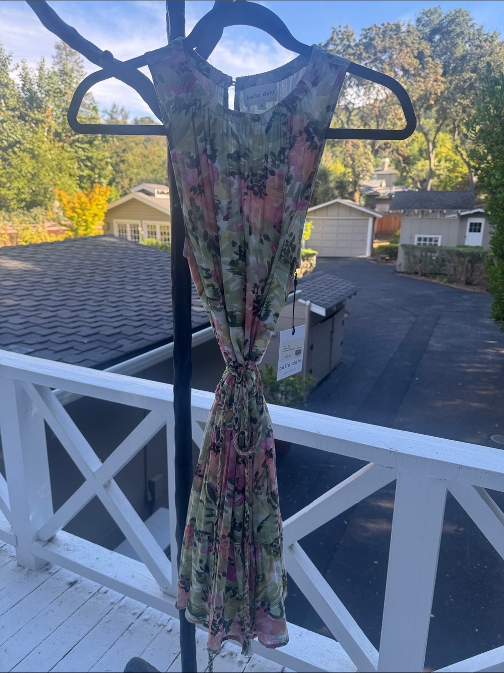 Bella Dahl Floral Midi Dress in Green & Pink